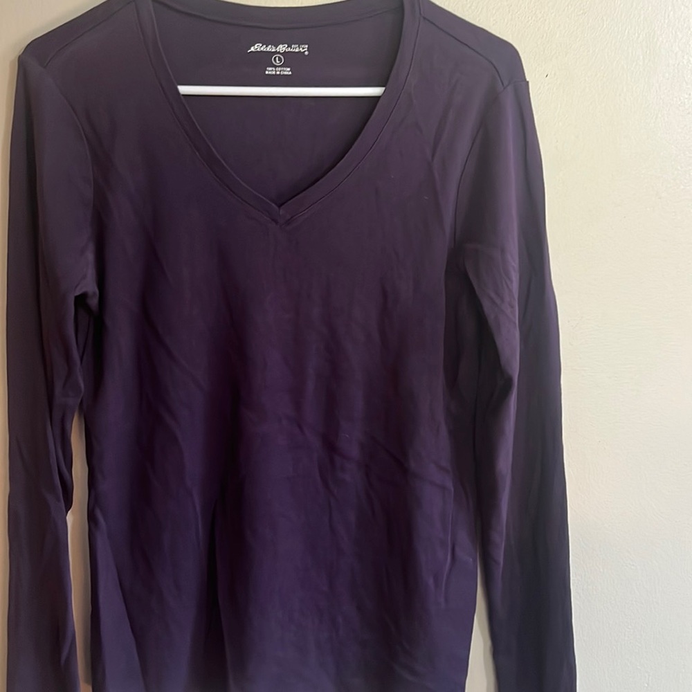 Eddie Bauer Long Sleeve Tee Womens Large purple cotton